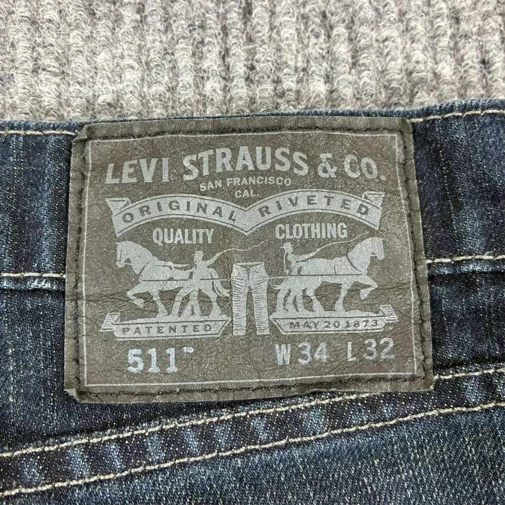 Levi's 511 Mens Straight Jeans Size 34x32 Blue Denim Stretch Low Rise Casual
